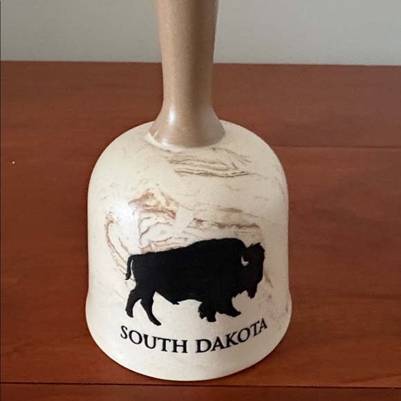 Vintage South Dakota Buffalo Souvenir Hand Bell | Rustic Stone Style - Picture 2 of 6